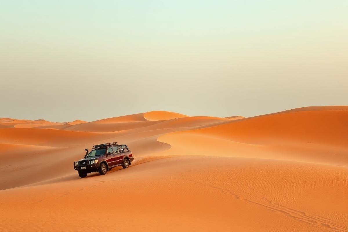 Desert dunes near Dubai at golden hour