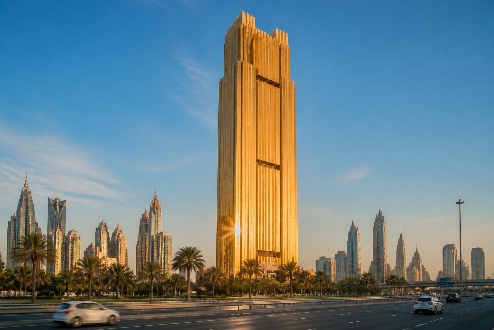 Gevora Hotel, the golden tower on Sheikh Zayed Road, Dubai